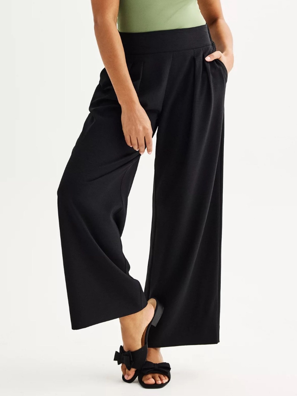 Nine West Black High-Rise Wide Leg Trouser Pants Size XL